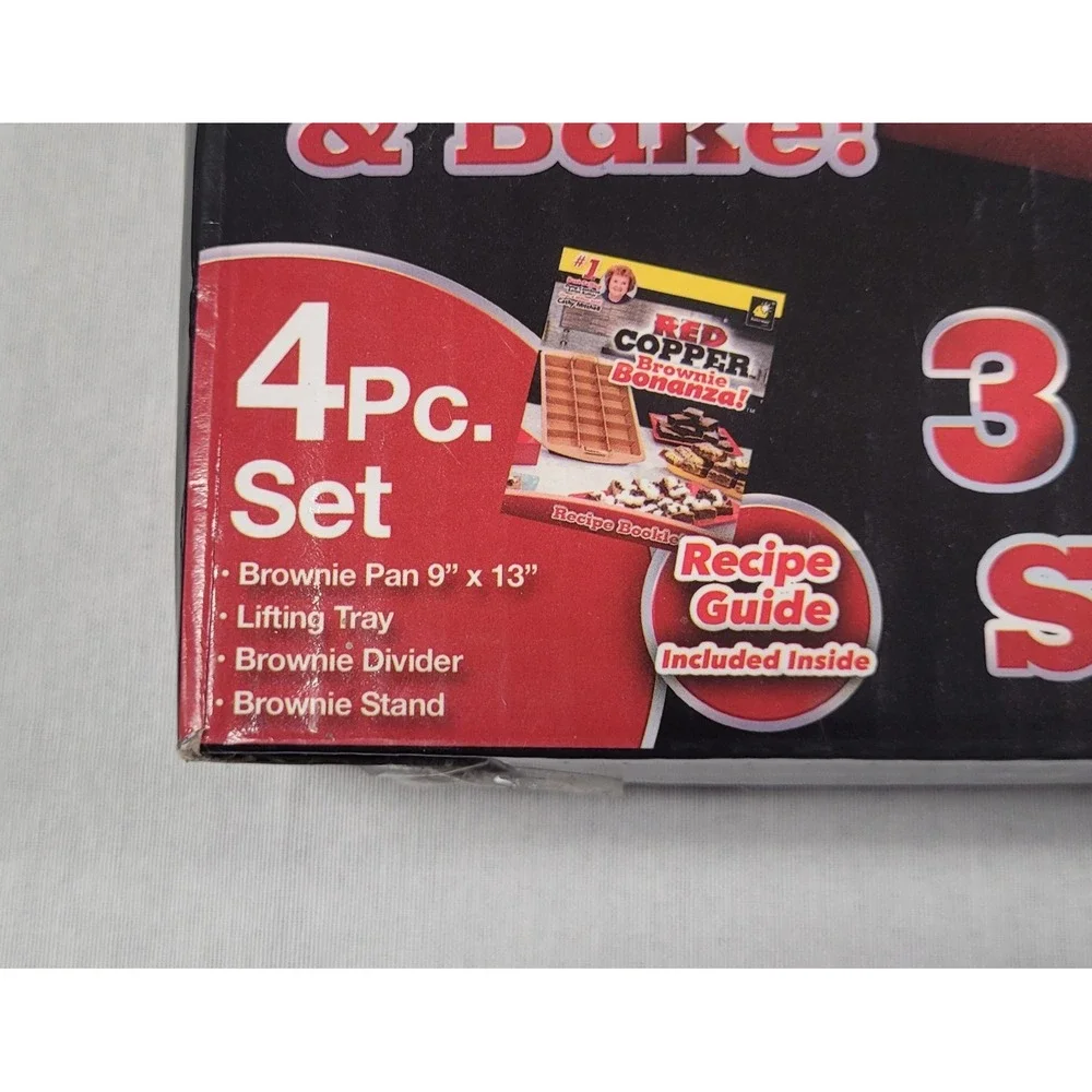 Bulbhead Red Copper Brownie Bonanza 4-piece Non-stick Baking Pan Set New OpenBox